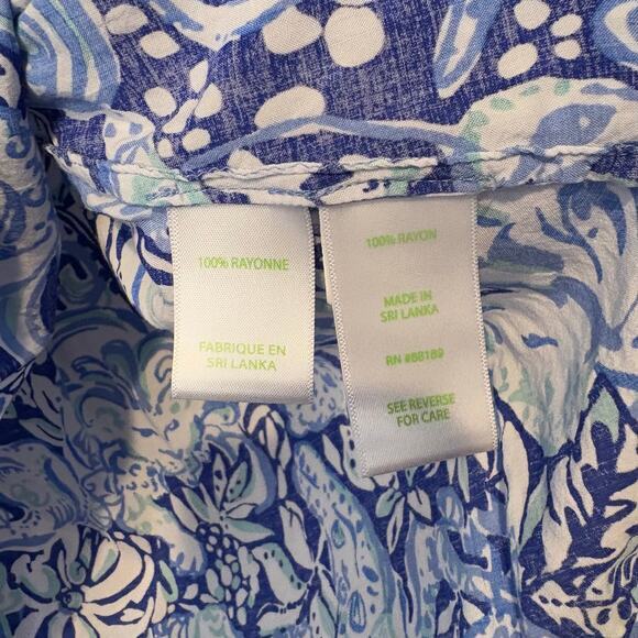 Lilly Pulitzer Women's Small Willa Blouse Shirt Blue Paisley Lightweight Resort - Picture 5 of 9